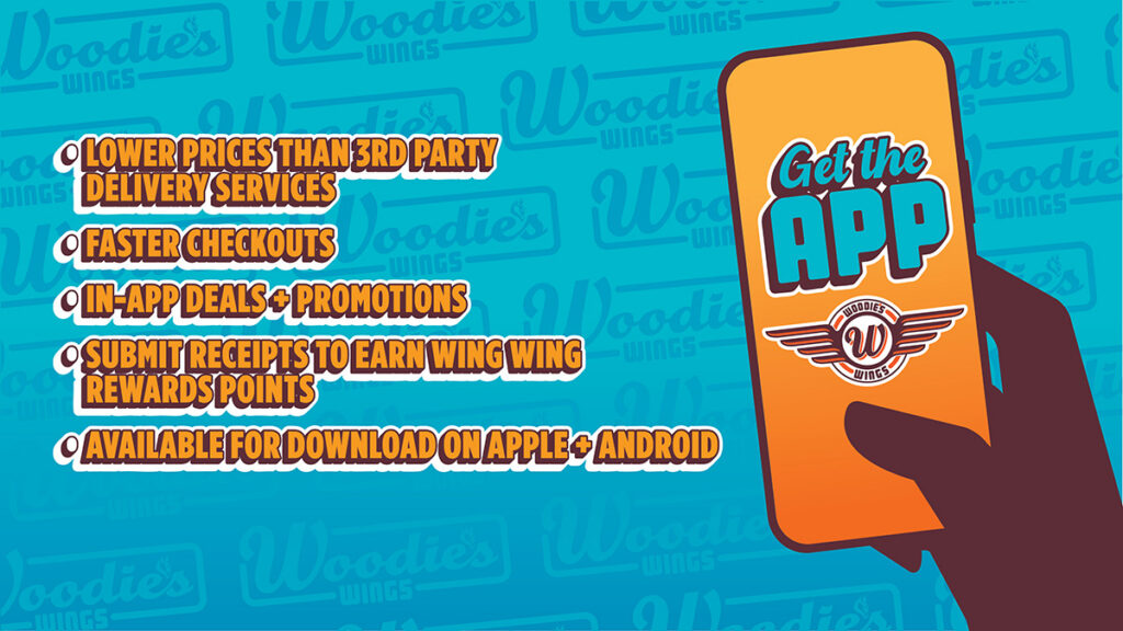 Woodie's Wings online ordering app for Android and Apple